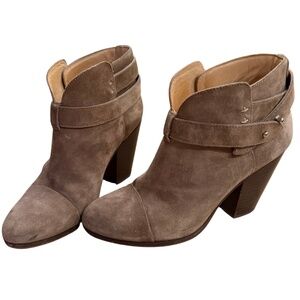 RAG & BONE Ankle Booties Women's Harrow Cap Suede Leather Taupe 38.5 US 7.5